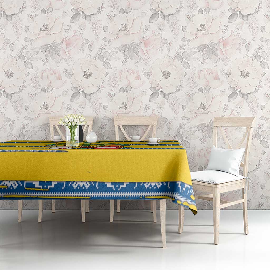 Sweden Christmas Tablecloth with Santa Lucia Girl Midsummer Pole Swedish Flag and Nordic Pattern Design - Wonder Print Shop