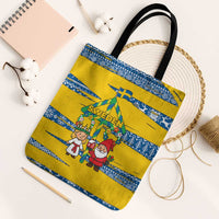 Sweden Christmas Tote Bag with Santa Lucia Girl Midsummer Pole Swedish Flag and Nordic Pattern Design - Wonder Print Shop