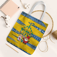 Sweden Christmas Tote Bag with Santa Lucia Girl Midsummer Pole Swedish Flag and Nordic Pattern Design - Wonder Print Shop