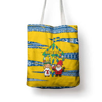 Sweden Christmas Tote Bag with Santa Lucia Girl Midsummer Pole Swedish Flag and Nordic Pattern Design - Wonder Print Shop
