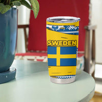 Sweden Christmas Tumbler Cup with Santa Lucia Girl Midsummer Pole Swedish Flag and Nordic Pattern Design - Wonder Print Shop