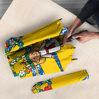 Sweden Christmas Umbrella with Santa Lucia Girl Midsummer Pole Swedish Flag and Nordic Pattern Design - Wonder Print Shop