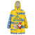 Sweden Christmas Wearable Blanket Hoodie with Santa Lucia Girl Midsummer Pole Swedish Flag and Nordic Pattern Design - Wonder Print Shop