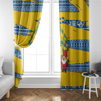 Sweden Christmas Window Curtain with Santa Lucia Girl Midsummer Pole Swedish Flag and Nordic Pattern Design - Wonder Print Shop