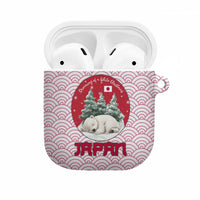 Japan Christmas AirPods Case with Sleeping Polar Bear Pine Trees and Chrysanthemum Crest Pattern - Wonder Print Shop