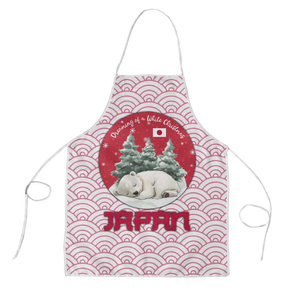 Japan Christmas Apron with Sleeping Polar Bear Pine Trees and Chrysanthemum Crest Pattern - Wonder Print Shop