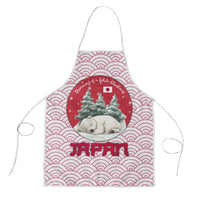 Japan Christmas Apron with Sleeping Polar Bear Pine Trees and Chrysanthemum Crest Pattern - Wonder Print Shop