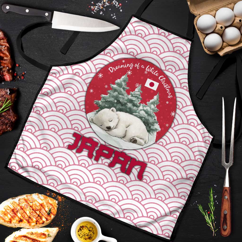 Japan Christmas Apron with Sleeping Polar Bear Pine Trees and Chrysanthemum Crest Pattern - Wonder Print Shop