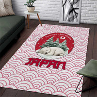 Japan Christmas Area Rug with Sleeping Polar Bear Pine Trees and Chrysanthemum Crest Pattern - Wonder Print Shop