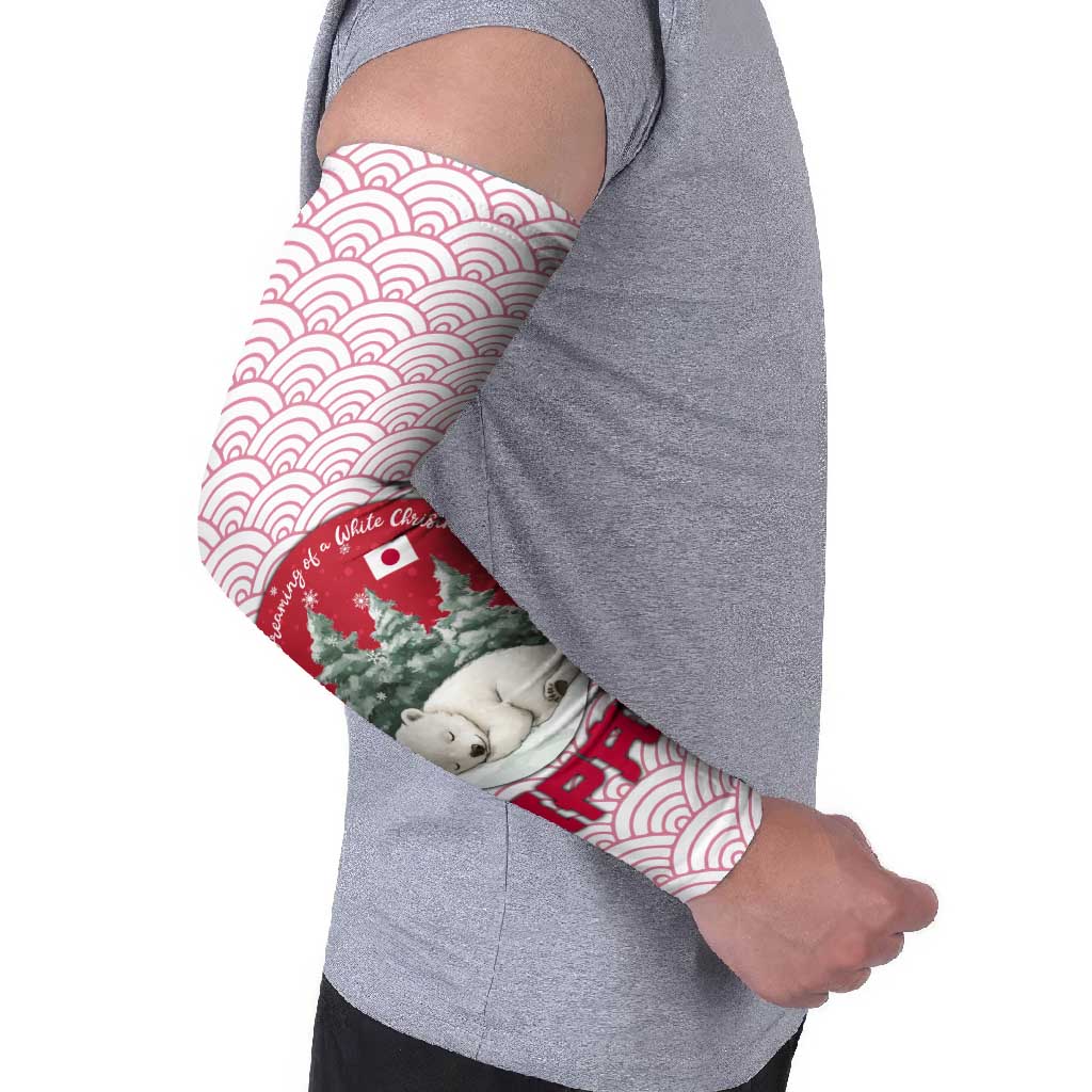 Japan Christmas Arm Sleeves with Sleeping Polar Bear Pine Trees and Chrysanthemum Crest Pattern - Wonder Print Shop