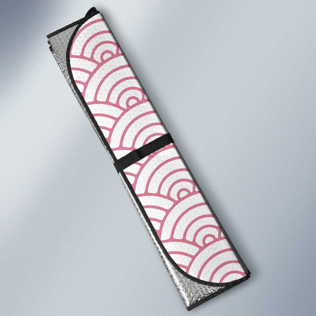 Japan Christmas Auto Sun Shade with Sleeping Polar Bear Pine Trees and Chrysanthemum Crest Pattern - Wonder Print Shop