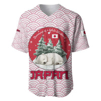 Japan Christmas Baseball Jersey with Sleeping Polar Bear Pine Trees and Chrysanthemum Crest Pattern - Wonder Print Shop