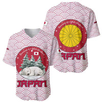 Japan Christmas Baseball Jersey with Sleeping Polar Bear Pine Trees and Chrysanthemum Crest Pattern - Wonder Print Shop