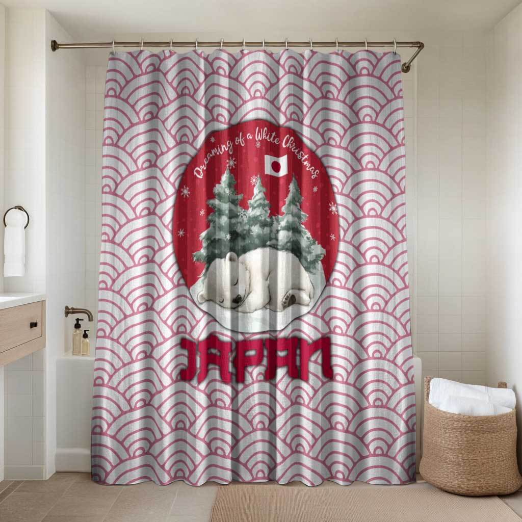 Japan Christmas Bathroom Set with Sleeping Polar Bear Pine Trees and Chrysanthemum Crest Pattern - Wonder Print Shop