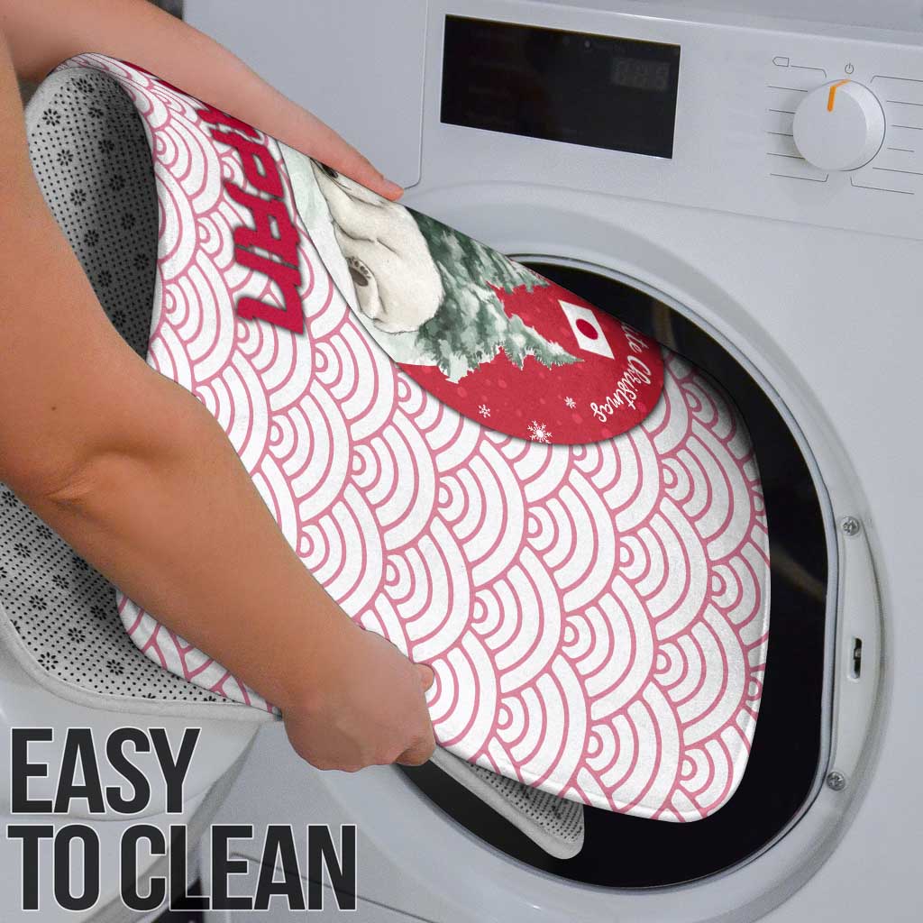 Japan Christmas Bathroom Set with Sleeping Polar Bear Pine Trees and Chrysanthemum Crest Pattern - Wonder Print Shop