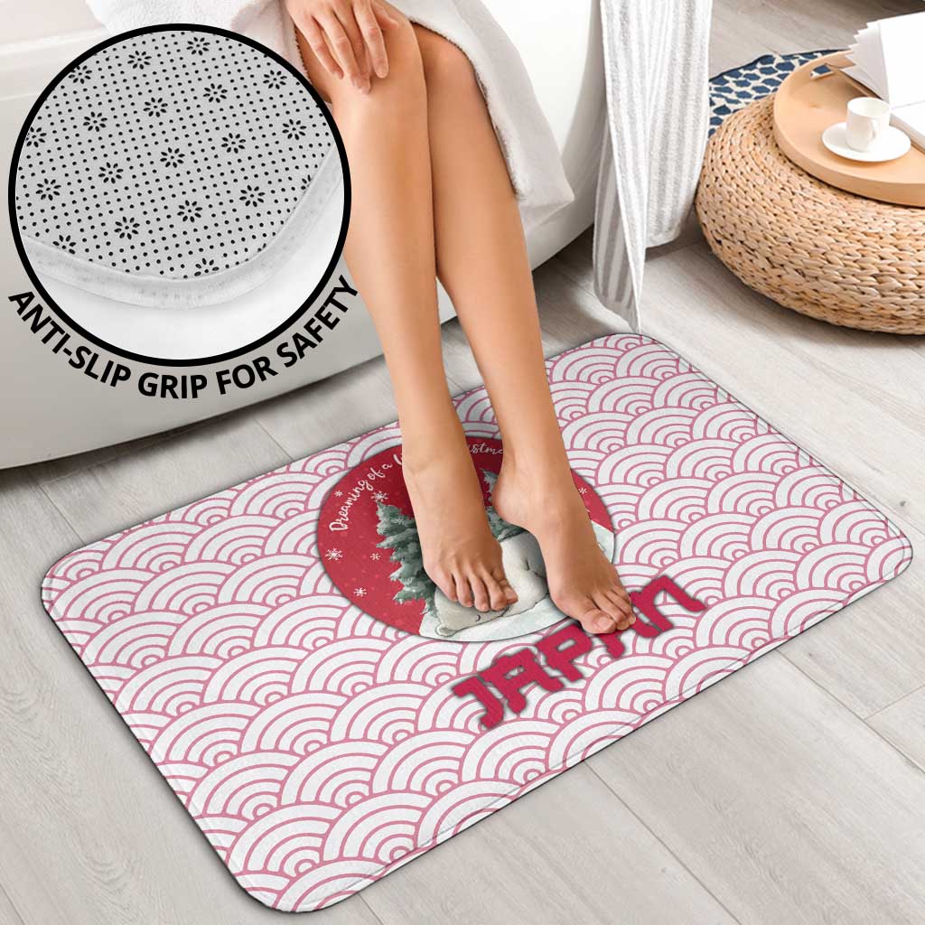 Japan Christmas Bathroom Set with Sleeping Polar Bear Pine Trees and Chrysanthemum Crest Pattern - Wonder Print Shop