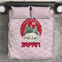 Japan Christmas Bedding Set with Sleeping Polar Bear Pine Trees and Chrysanthemum Crest Pattern - Wonder Print Shop