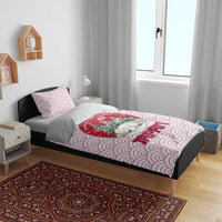 Japan Christmas Bedding Set with Sleeping Polar Bear Pine Trees and Chrysanthemum Crest Pattern - Wonder Print Shop