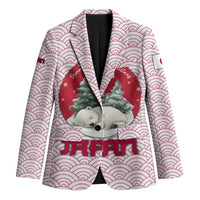 Japan Christmas Blazer with Sleeping Polar Bear Pine Trees and Chrysanthemum Crest Pattern - Wonder Print Shop