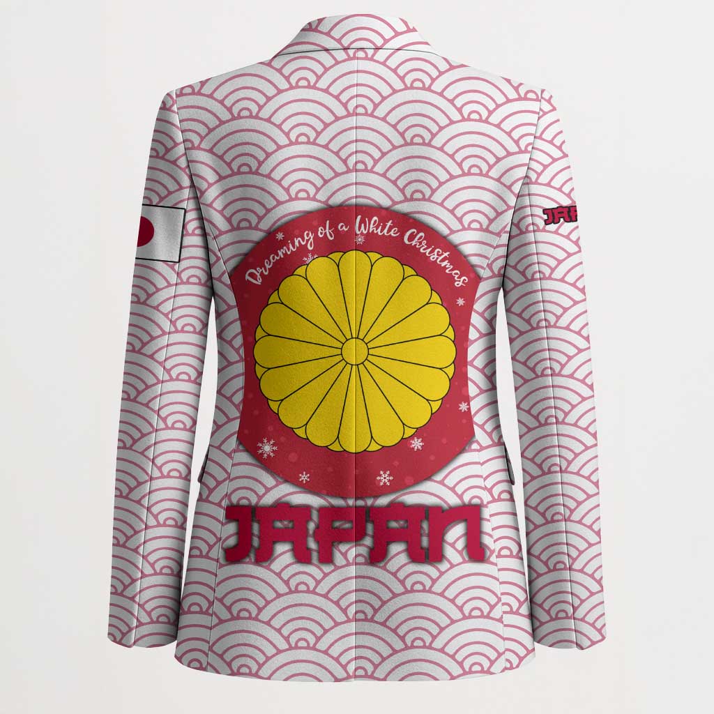Japan Christmas Blazer with Sleeping Polar Bear Pine Trees and Chrysanthemum Crest Pattern - Wonder Print Shop