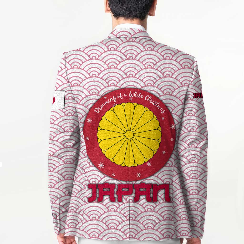 Japan Christmas Blazer with Sleeping Polar Bear Pine Trees and Chrysanthemum Crest Pattern - Wonder Print Shop