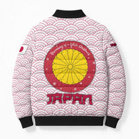 Japan Christmas Bomber Puffer Jacket with Sleeping Polar Bear Pine Trees and Chrysanthemum Crest Pattern - Wonder Print Shop