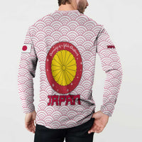 Japan Christmas Button Sweatshirt with Sleeping Polar Bear Pine Trees and Chrysanthemum Crest Pattern - Wonder Print Shop