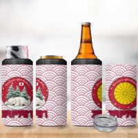 Japan Christmas 4 in 1 Can Cooler Tumbler with Sleeping Polar Bear Pine Trees and Chrysanthemum Crest Pattern - Wonder Print Shop