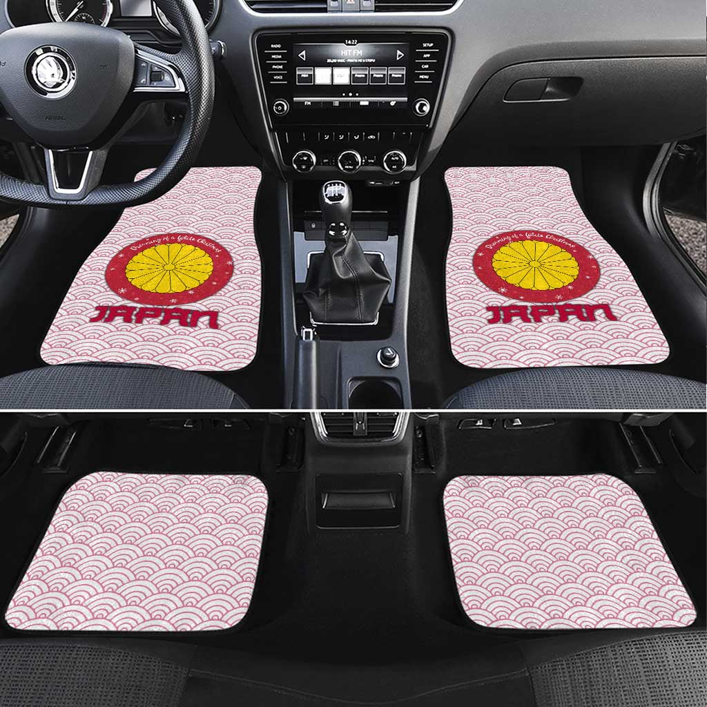 Japan Christmas Car Mats with Sleeping Polar Bear Pine Trees and Chrysanthemum Crest Pattern - Wonder Print Shop
