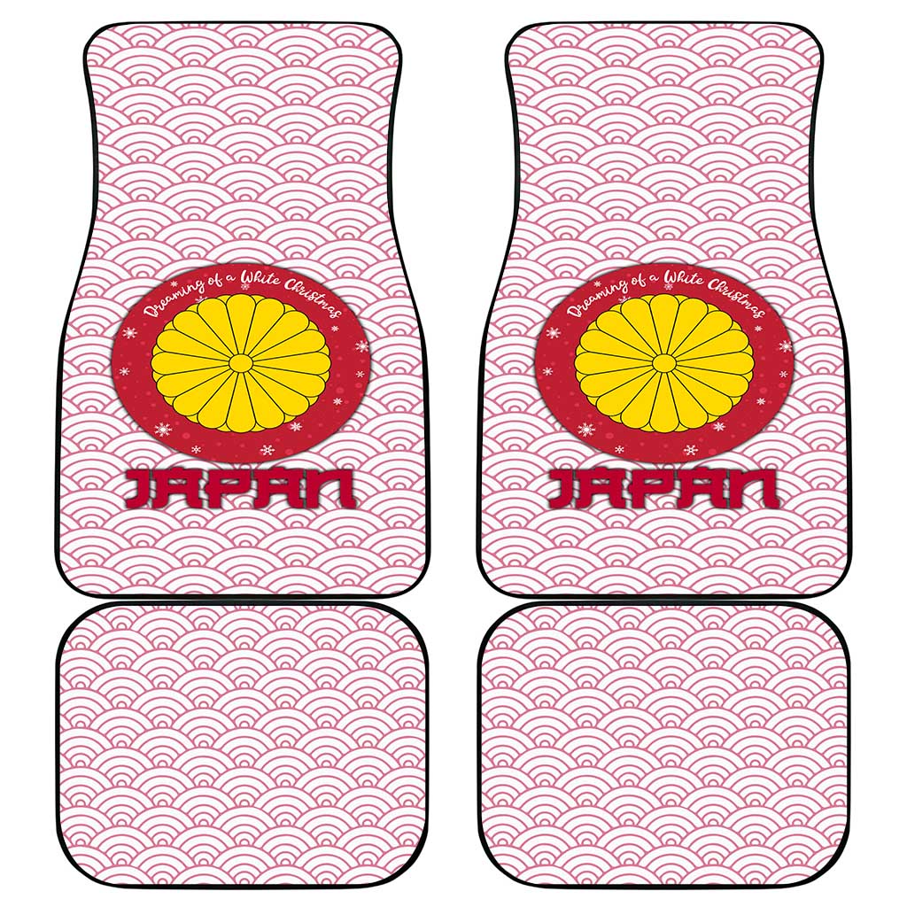 Japan Christmas Car Mats with Sleeping Polar Bear Pine Trees and Chrysanthemum Crest Pattern - Wonder Print Shop