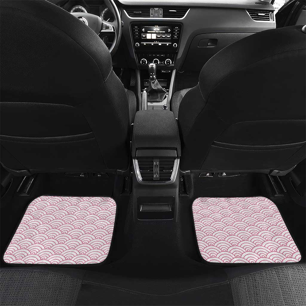 Japan Christmas Car Mats with Sleeping Polar Bear Pine Trees and Chrysanthemum Crest Pattern - Wonder Print Shop