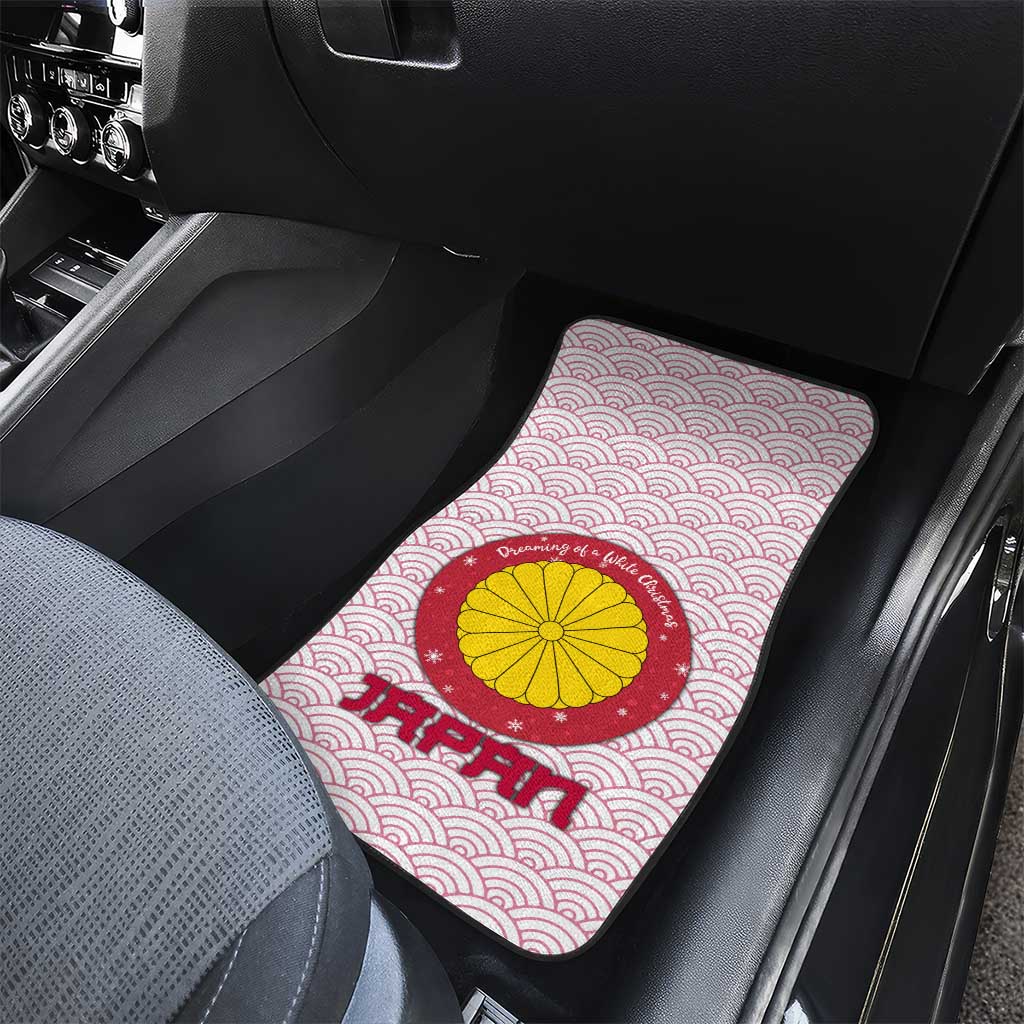 Japan Christmas Car Mats with Sleeping Polar Bear Pine Trees and Chrysanthemum Crest Pattern - Wonder Print Shop