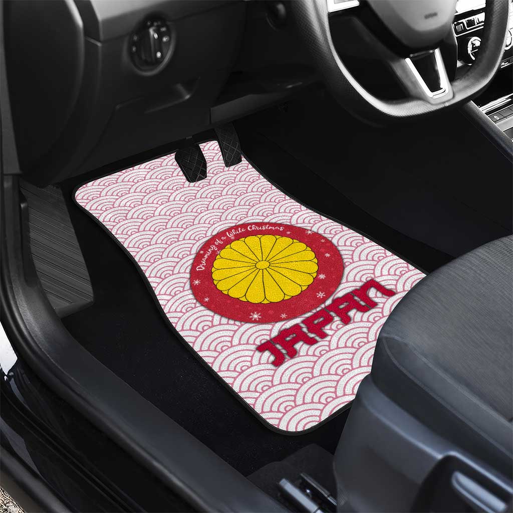 Japan Christmas Car Mats with Sleeping Polar Bear Pine Trees and Chrysanthemum Crest Pattern - Wonder Print Shop