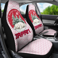 Japan Christmas Car Seat Cover with Sleeping Polar Bear Pine Trees and Chrysanthemum Crest Pattern - Wonder Print Shop