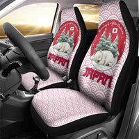 Japan Christmas Car Seat Cover with Sleeping Polar Bear Pine Trees and Chrysanthemum Crest Pattern - Wonder Print Shop