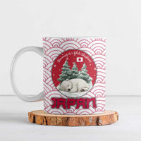 Japan Christmas Ceramic Mug with Sleeping Polar Bear Pine Trees and Chrysanthemum Crest Pattern - Wonder Print Shop