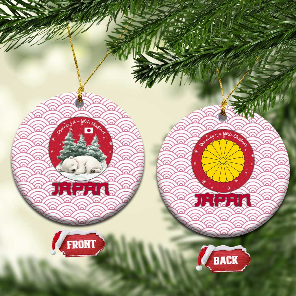 Japan Christmas Ceramic Ornament with Sleeping Polar Bear Pine Trees and Chrysanthemum Crest Pattern - Wonder Print Shop