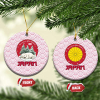 Japan Christmas Ceramic Ornament with Sleeping Polar Bear Pine Trees and Chrysanthemum Crest Pattern - Wonder Print Shop