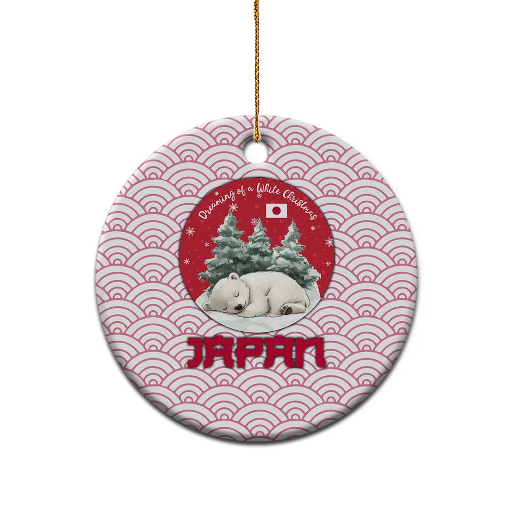 Japan Christmas Ceramic Ornament with Sleeping Polar Bear Pine Trees and Chrysanthemum Crest Pattern - Wonder Print Shop
