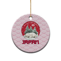 Japan Christmas Ceramic Ornament with Sleeping Polar Bear Pine Trees and Chrysanthemum Crest Pattern - Wonder Print Shop