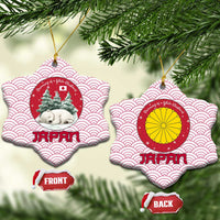 Japan Christmas Ceramic Ornament with Sleeping Polar Bear Pine Trees and Chrysanthemum Crest Pattern - Wonder Print Shop