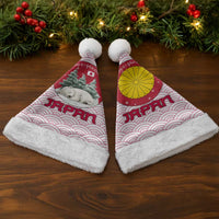 Japan Christmas Santa Hat with Sleeping Polar Bear Pine Trees and Chrysanthemum Crest Pattern - Wonder Print Shop