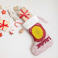 Japan Christmas Stocking with Sleeping Polar Bear Pine Trees and Chrysanthemum Crest Pattern - Wonder Print Shop