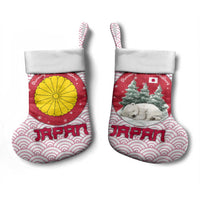 Japan Christmas Stocking with Sleeping Polar Bear Pine Trees and Chrysanthemum Crest Pattern - Wonder Print Shop
