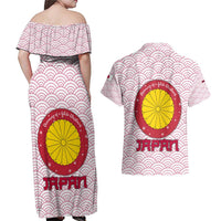 Japan Christmas Couples Matching Off Shoulder Maxi Dress and Hawaiian Shirt with Sleeping Polar Bear Pine Trees and Chrysanthemum Crest Pattern - Wonder Print Shop