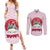 Japan Christmas Couples Matching Summer Maxi Dress and Long Sleeve Button Shirt with Sleeping Polar Bear Pine Trees and Chrysanthemum Crest Pattern - Wonder Print Shop