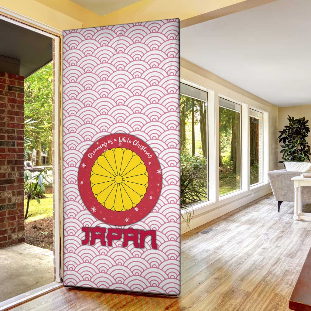 Japan Christmas Door Cover with Sleeping Polar Bear Pine Trees and Chrysanthemum Crest Pattern - Wonder Print Shop
