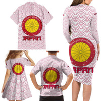Japan Christmas Family Matching Long Sleeve Bodycon Dress and Hawaiian Shirt with Sleeping Polar Bear Pine Trees and Chrysanthemum Crest Pattern - Wonder Print Shop