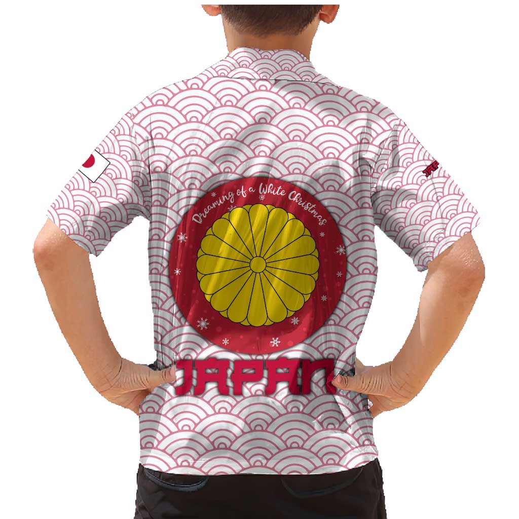 Japan Christmas Family Matching Mermaid Dress and Hawaiian Shirt with Sleeping Polar Bear Pine Trees and Chrysanthemum Crest Pattern - Wonder Print Shop