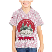 Japan Christmas Family Matching Mermaid Dress and Hawaiian Shirt with Sleeping Polar Bear Pine Trees and Chrysanthemum Crest Pattern - Wonder Print Shop